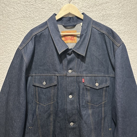 LEVI'S Trucker Jacket Men's Size 5XL Rigid Blue Denim Dark Wash Long Sleeve - Picture 4 of 15